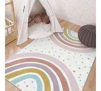 STARUIA Washable Rainbow Rug for Girls Bedroom, Boho Classroom Rug Small 3x5 Area Rugs for Kids Room, Soft Kids Carpet Non-Slip Nursery Rugs for Playroom Tent Baby Dorm