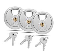 STARVAST 3 Pack Discus Padlock 70mm Stainless Steel Round Padlocks with Keys for Indoor and General Purpose Application