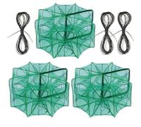 STARVAST 3 PCS Fishing Bait Trap, 12 Holes Portable Nylon Fishing Net Foldable Fish Cast Mesh Trap Net for Fishes, Shrimp, Minnow, Crayfish, Crab, Crawdad