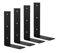 STARVAST 4 Pcs Heavy Duty Shelf Brackets, 220 x 125 x 45mm L Shape Right Angle Shelf Brackets, 90 Degree Angle Wall Mounted Shelf Supporter Bracket Frame, Black