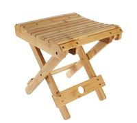 STARVAST Folding Bamboo Stool for Shower Shaving Shower Step Stool, Sturdy Foldable Multi-Use Seat, and Chair for Bathroom and Steam Sauna Room, Small Wooden Foot Rest Stool, Fully Assembled