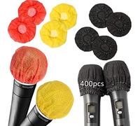STARVAST Pack of 400 Disposable Non-Woven Fabric Microphone Covers, Antibacterial Mic Cover, Microphone Cover for Most Portable Microphones, Karaoke, Concerts, Karaoke Recording,Red, Yellow and Black