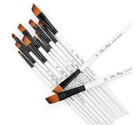 STARVAST Paint Brushes, 12pcs Artist Paint Brush Set Angled Paint Brushes for Acrylic Oil Watercolor Painting-White