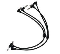 Starving Students Music Supplies Luigi's Modular M-Doppio Mini Y Right Angled Splitter Patch Cables 15cm x 30cm - 2 Pack (Black) - 3.5mm Splitter for Eurorack Modular Synthesizer
