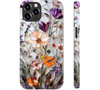 STARVIP for iPhone 12 Case/iPhone 12 Pro Case Cute - Wireless Charging Compatible - Dual-Layer Hard Shell + Silicone Cover - Aesthetic Protective Phone Case for Women - Mosaic Pressed Flowers