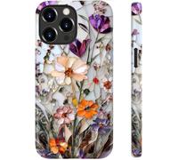 STARVIP for iPhone 13 Pro Case Cute - Wireless Charging Compatible - Dual-Layer Hard Shell + Silicone Cover - Aesthetic Protective Phone Case for Women - Marble Pressed Flowers