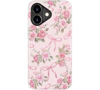 STARVIP for iPhone XX Case, Wireless Charging Compatible, Dual-Layer Soft Silicone + Hard Shell with Cute Aesthetic Wildflower Design,Protective Phone Cover for Women - Pink Rose and Bows
