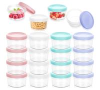 Starvortex 16pcs Small Food Containers with Lids, 200ML Reusable Snack Pots, Leak-proof Screw Top Plastic Containers, Small Tubs with Lids for Lunch Yogurt Fruit Microwave & Freezer Safe(4 Colors)