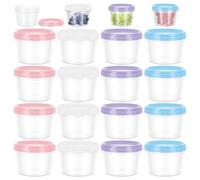 Starvortex 16pcs Small Food Containers with Lids, 450ML Reusable Snack Pots, Leak-proof Screw Top Plastic Containers, Small Tubs with Lids for Lunch Yogurt Fruit Microwave & Freezer Safe(4 Colors)