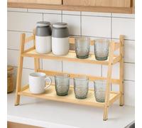Starvortex 2-Tier Coffee Station Organizer Shelf, Natural Bamboo Kitchen Countertop Worktop Organizer, Wooden Spice Rack Corner Station for Coffee Tea Matcha, Table Shelf Kitchen Home Accessories