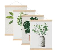 Starvortex 4Pc A3 Magnetic Poster Hanger, 31cm Natural Wooden Magnetic Picture Hanger, Art Hanging Wall Magnets, Poster Wall Art with Wooden Frames for Posters, Pictures, Prints, Photos, Maps, Scrolls