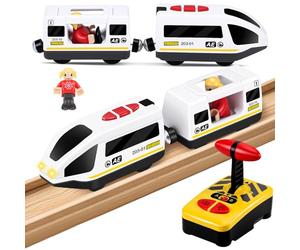 Starvortex Electric Train Set, Motorised Battery Trains for Brio Accessories Wooden Track, Remote Control Train Compatible with Brio Thomas Railway, Trains Set for Boys Kids, Toddlers