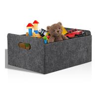 Starvortex Felt Storage Basket, Foldable Fabric Storage Box with Handle, Wardrobe Storage Boxes, Drawer Organiser Clothes, Small Grey Storage Basket for Shelves Bedroom Office