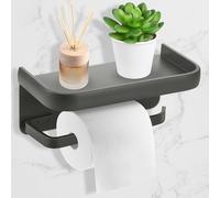 Starvortex Toilet Roll Holder with Shelf, Aluminium Self Adhesive Toilet Roll Holder, Toilet Paper Holder with 2 Mounting Options, Multifunctional Bathroom Accessory With No-Nail Adhesive, Screw Set
