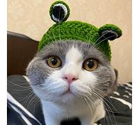 STARWAVE Handmade Knitting Pet Hats for Cat and Dog, Cute Frog Headband Hat Crochet Knitted Cap Big Eye Frog Cosplay Cap Pet Supplies(S)