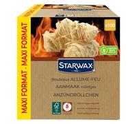 STARWAX Fire Starter Rolls-Quick to Light-Up to 8 Mins Combustion-FSC-BBQ and Fireplaces, Wood, x100