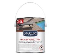STARWAX - High Protection Saturator for Wooden Decking - Nourishes, Enhances, Protects - Anti-Stain and Anti-Grease - Enriched in Tung Oil - Withstands UV Rays and Water - Teak Shade - 2.5L