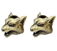 StarWay 2pcs Animal Wolf Warriors Head EDC Out Brass Knife Beads Umbrella Rope Cord Outdoor Knife Pendant Paracord Lanyard Bead