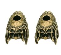 StarWay 2pcs New Alien Beast Face Iron Warrior EDC Out Brass Knife Beads Umbrella Rope Cord Outdoor Knife Pendant Paracord Lanyard Bead