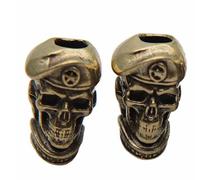 StarWay 2pcs New Five-pointed Star Hat Soldier Skull EDC Out Brass Knife Beads Umbrella Rope Cord Outdoor Knife Pendant Paracord Lanyard Bead