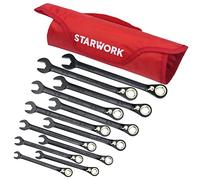 STARWORK True Mechanic™ 12Pc. 120T Reversible SAE&Metric Ratcheting Wrench Set, Long Pattern, Professional, with Portable Roll-Up Pouch Bag