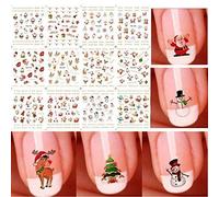 Starworld Christmas 12 Pieces 3D Nail Art Stickers Decals, New Year Various Sticker / False Nail Manicure Decals Gems Glitter Toe Wraps / Random Sending