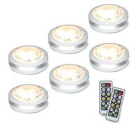 Starxing Under Cupboard Lights, Under Cabinet Kitchen Light, LED Battery Operated Stick on Lights for Stair Wardrobe, Puck Light with Remote (White)