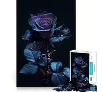 Stary Black Rose Flower 1000 Piece Jigsaws for Teenagers Puzzle Think Toy Stress Relief Sharp Cut Santa Wish List 50x75cm