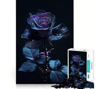 Stary Black Rose Flower Jigsaw Puzzles for Teenagers 1000 Piece Smart Toy Leisure Time Accurate Cut Seasonal Gift 38x26cm