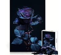 Stary Black Rose Flower Jigsaw Puzzles for Teenagers 1000 Pieces Mind Puzzle Peaceful Fun Art Assembly Lovely Gift 38x52cm