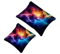 Stary Night Cosmos Universe Astronomy Stary Night Pocket Cosmetic Bag, Waterproof Squeeze Makeup Bag No Zipper Self-Closing, Portable Mini Travel Storage for Headphones Jewelry