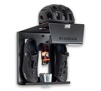 Stasdock Wall Mount Bike Rack | Happy Black | Storage for Road Bikes | Bike Wall Mount with Shelf for Helmet Shoes and Accessories | Indoor Garage Bike Hanger | Bike Wall Bracket for Small Spaces
