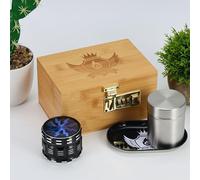 Stash Box with Accessories, Smell Proof Set, Lockable Stashbox Combo Kit,Metal Rolling Tray,Stainless Steel Jar,Happy Smoking Rolling Box