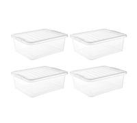 STASH’D STORAGE 30L or 50L Plastic Storage Box with Lid - Pack of 3 or 4 Stackable Large Clear Storage Boxes - Durable for Home, Office & Garage Organisation (Clear, 30 Litre Underbed (4 Pack))