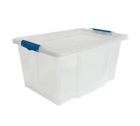 STASH’D STORAGE 50L or 80L Storage Boxes with Lids - Stackable Clear Plastic Boxes with Clip-Lock Lid - Durable & Multipurpose Storage Box for Home, Office & Garage Organisation (Pack of 1, 50 Litres)
