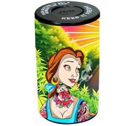 Stash Jar with custom printed Bad Belle and Schnow White Design. Smell Proof/Air Tight Design. Press and Hold the top button while opening and closing the air tight jar.