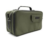 Stash Proof Large Storage Case with TSA Combination Lock Bag, Portable Carbon Lined, XL Medicine Lockable Box for Travel & Home Secured Box Organizer Divider Jars Accessories, Removable Tray, Green, L