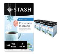 Stash Tea Christmas Morning Black Tea, 18 Pack Tea Bags in Foil (Pack of 6)
