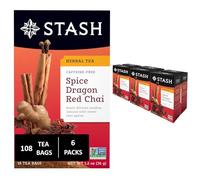 Stash Tea Spice Dragon Red Chai Herbal Tea 18 Count Tea Bags in Foil (Pack of 6) Individual Red Herbal Tea Bags for Use in Teapots Mugs or Cups, Brew Hot Tea or Iced Tea