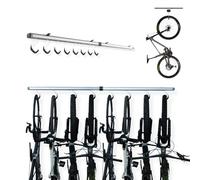 Stashed Spacerail Ceiling Mounted Bike Rack for 8 Bikes - 360-Degree Rotating Hooks with Auto-Lock, Heavy-Duty Overhead Bicycle Storage for Garage & Shed Organisation, Easy to Install & Expandable