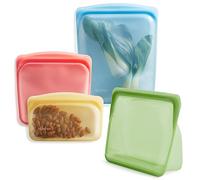 Stasher MP173A Silicone Reusable, Bundle 4-Pack Large Food Meal Prep Storage Container | Lunch, Travel, Makeup, Gym Bag | Freezer, Oven, Microwave, Dishwasher Safe, Leakproof, Classic Rainbow