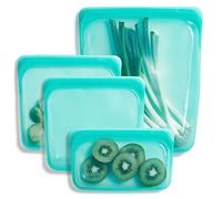 Stasher Multipack (Aqua) | Pack of 4 Reusable Freezer Bags in 3x Different Sizes | Silicone Zip Loc Bag For Travel and Food Storage