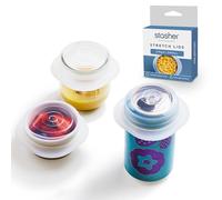 Stasher Premium Reusable Silicone Stretch Lids 3-Pack Box - Small, Clear, 2.5” Lids, Airtight Seal, Food Container Covers, BPA Free, Leak-free, Dishwasher Safe, Microwave Safe, Eco-Friendly