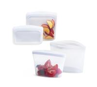 Stasher Premium Silicone Reusable Food Storage Bags, 4-Pack, Clear | Multi-Use Food Storage Bags, Lunch Bag, Travel Containers | BPA Free, Leak-free, Dishwasher-Safe, Eco-friendly