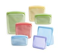 Stasher Reusable Silicone Storage Bag, Food Storage Container, Microwave and Dishwasher Safe, Leak-free, Bundle 7-Pack, Rainbow