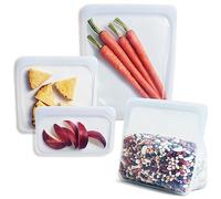 Stasher Reusable Storage Bag, Reduce Single-Use Plastic, Dishwasher Safe, Eco Friendly, Large, Blue (Aqua), 4 Count