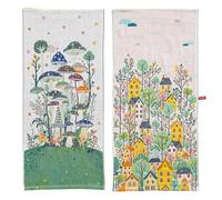 STASOPTK Flour Sack Kitchen Towels - Tea Towels Set of 2,Quick Dry 100% Cotton for Kitchen Drying Linework,Ultra Absorbent Decorative Boho Floral Large Hand Towels with Hanging Loop,Mushroom