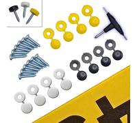STASS Number Plate Screws and Caps UK Fixing Kit with Screwdriver. Black, Yellow, White Cap Covers to Hold Registration Plate for Car, Motorbike & DIY.