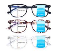 STASTEND Progressive Multifocal Reading Glasses with Blue Light Blocking Multifocal Reader for Men and Women with Spring Hinge (Pack of 3), 3 Mix C2, Medium