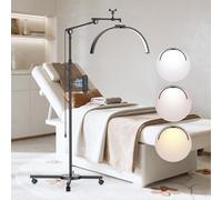STASUN Half Moon Lash Light,Foldable LED Eyelash Lamp,28 Inch 40W Dimmable Floor Lamp with Phone Stand for Eyelash Extension,for Nail Tech, Beauty, Tattoo Artist,Cosmetic Lash LightBlack